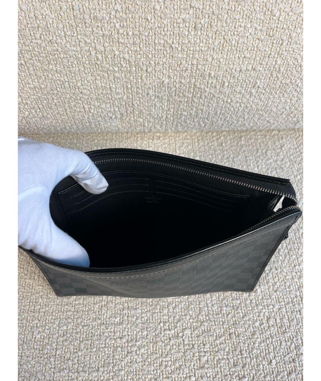 LOUIS VUITTON Черная кожаная папка для документов, фото 6