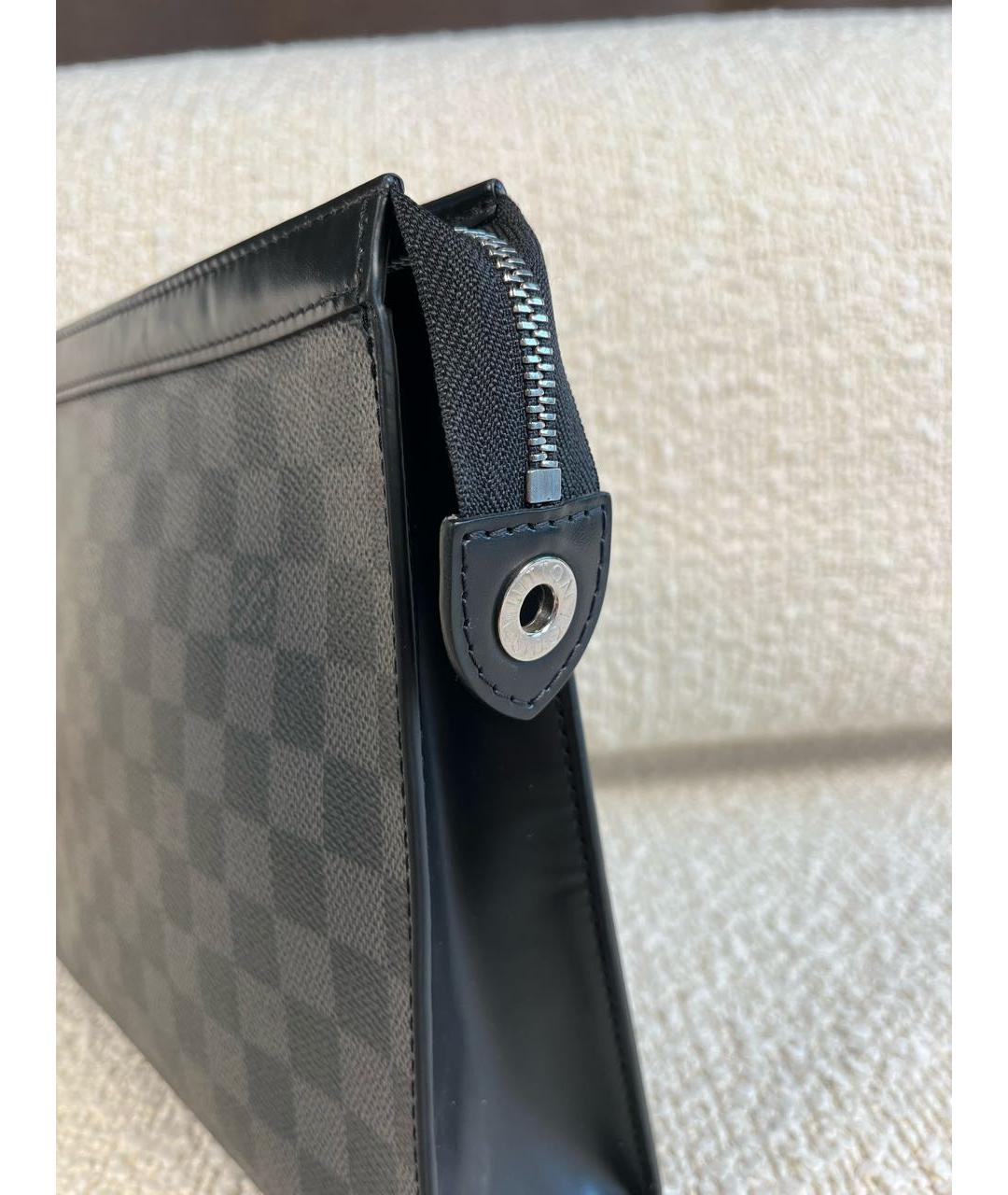 LOUIS VUITTON Черная кожаная папка для документов, фото 4