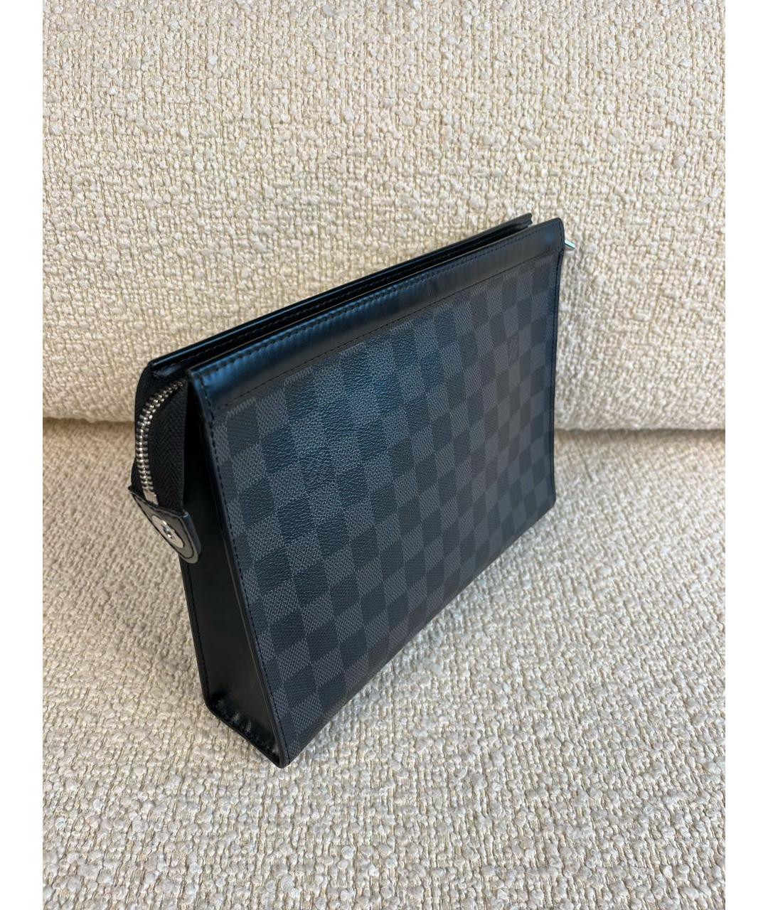 LOUIS VUITTON Черная кожаная папка для документов, фото 8