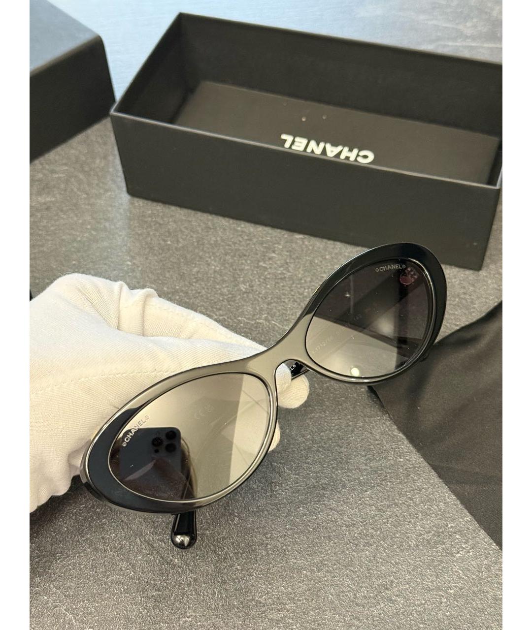 CHANEL Черные пластиковые солнцезащитные очки, фото 6