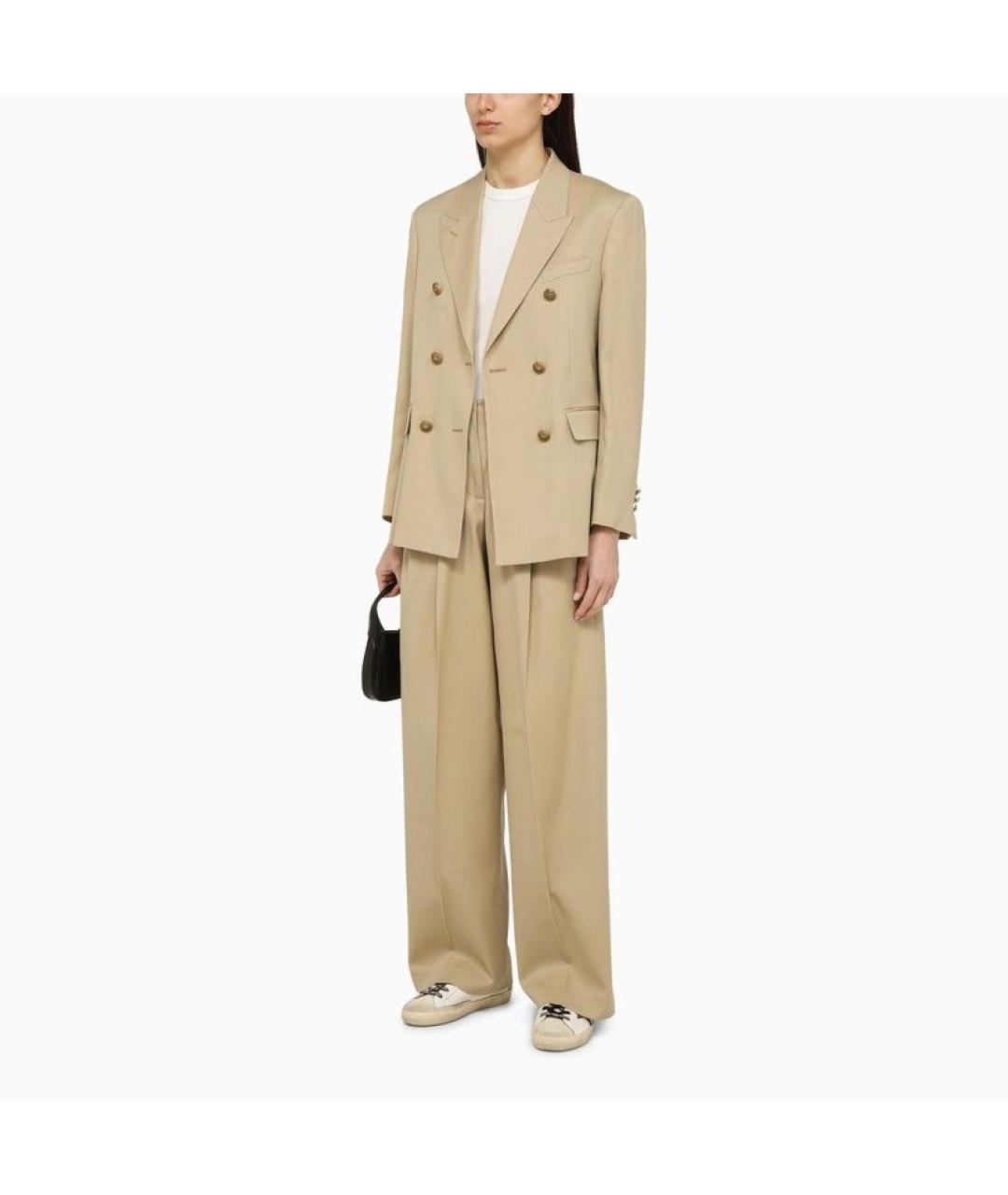 GOLDEN GOOSE DELUXE BRAND Бежевые полиэстеровые прямые брюки, фото 2