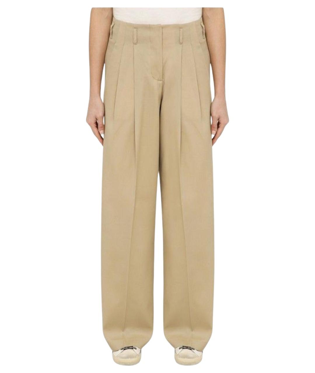 GOLDEN GOOSE DELUXE BRAND Бежевые полиэстеровые прямые брюки, фото 1