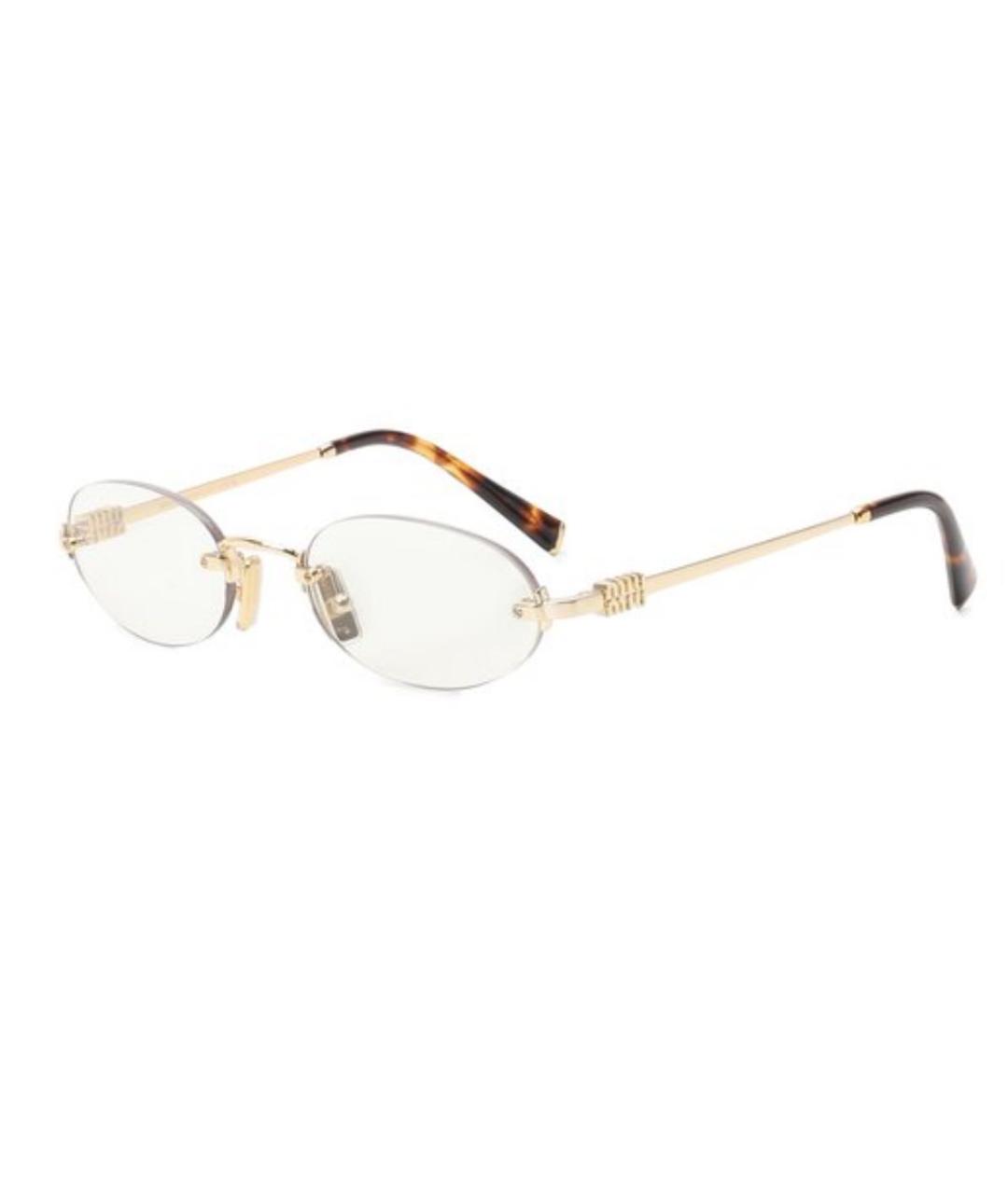 MIU MIU Золотые металлические солнцезащитные очки, фото 4