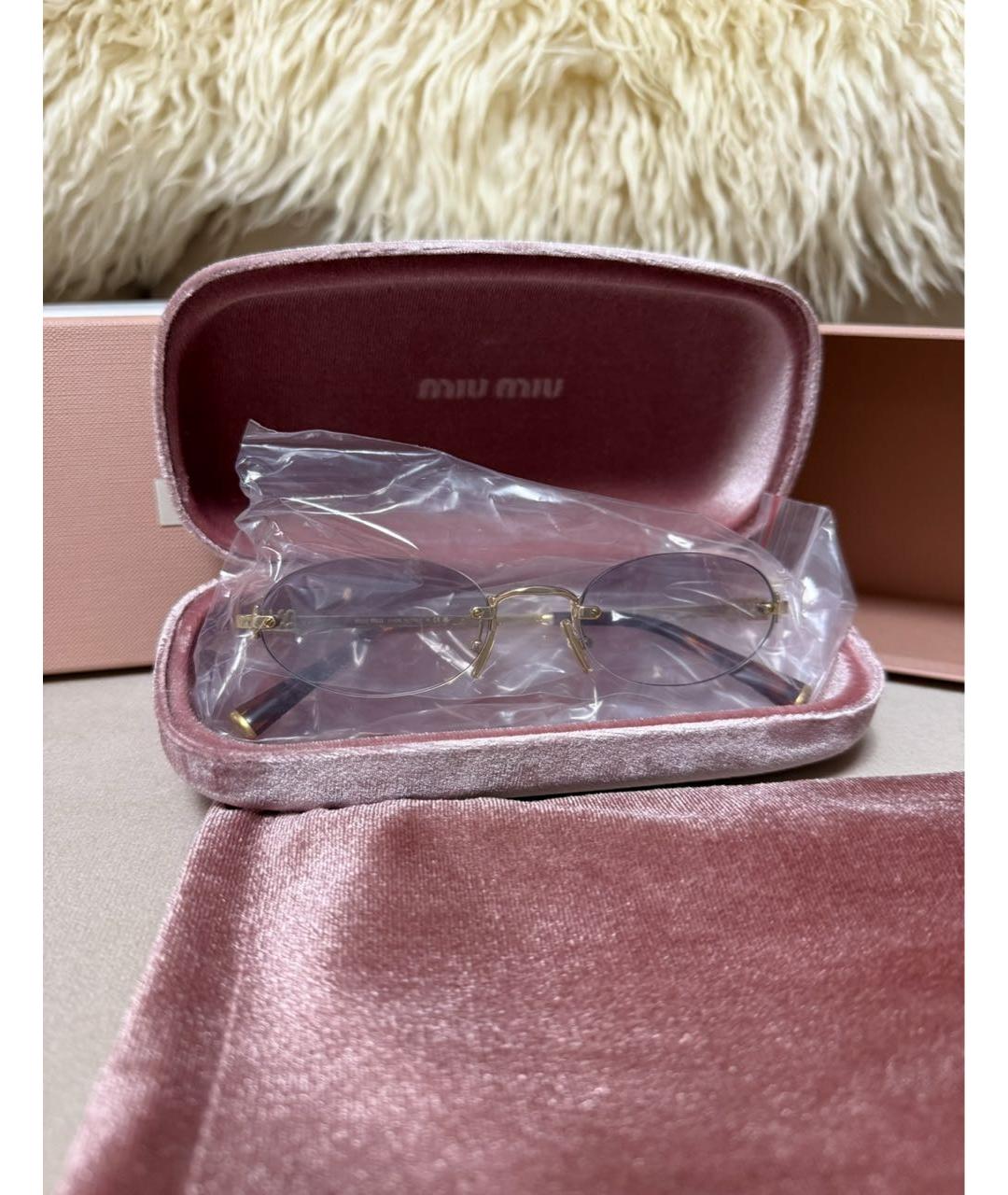 MIU MIU Золотые металлические солнцезащитные очки, фото 2