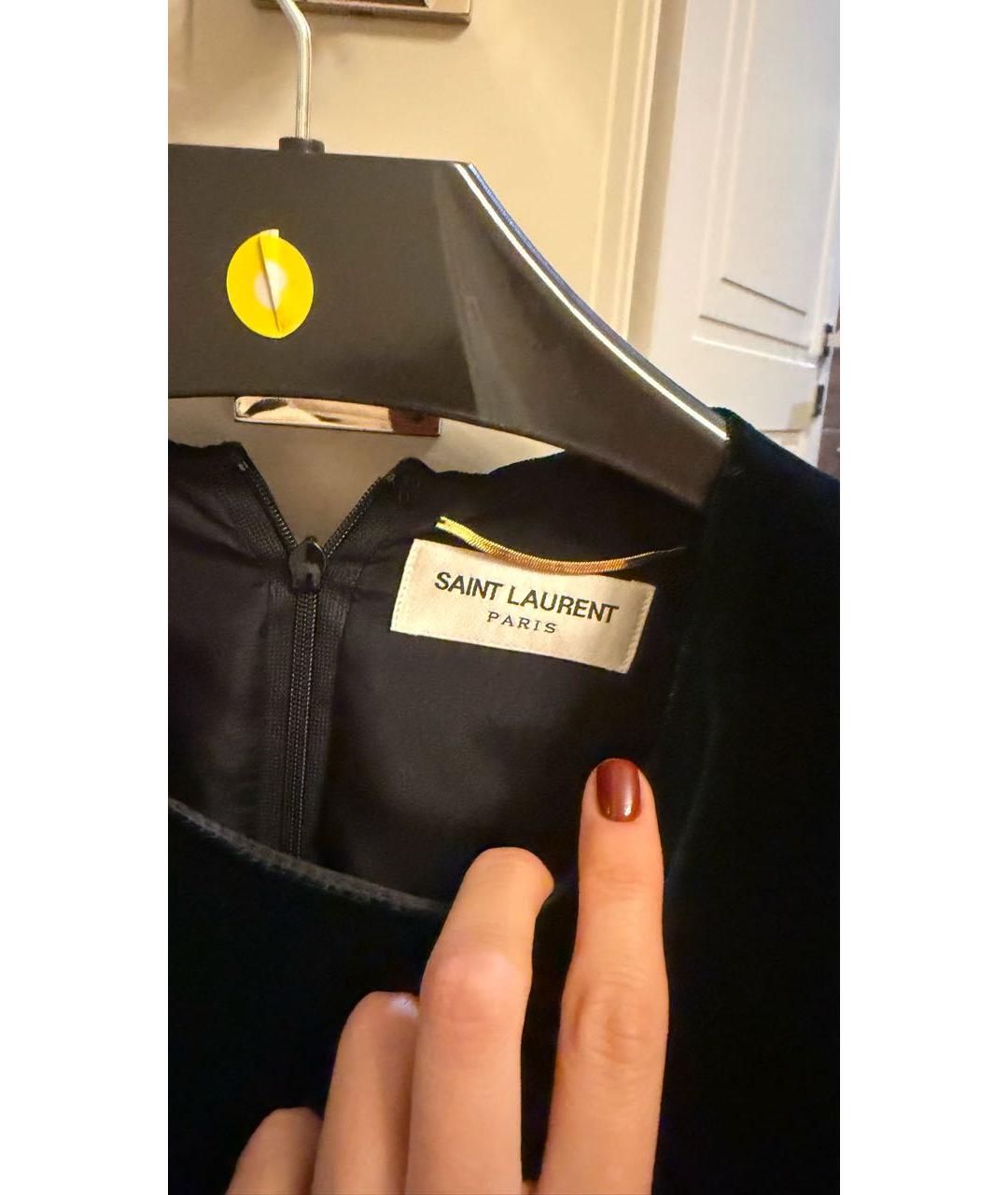 SAINT LAURENT Зеленые бархатное коктейльное платье, фото 3