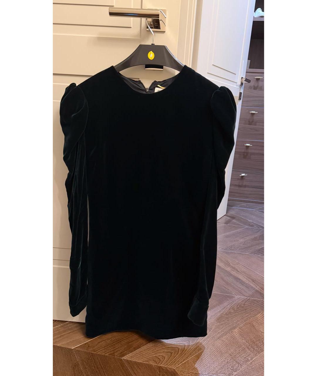 SAINT LAURENT Зеленые бархатное коктейльное платье, фото 4