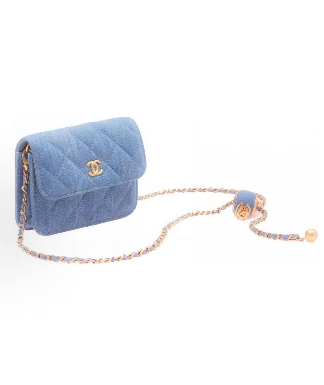 CHANEL Голубая деним сумка через плечо, фото 3