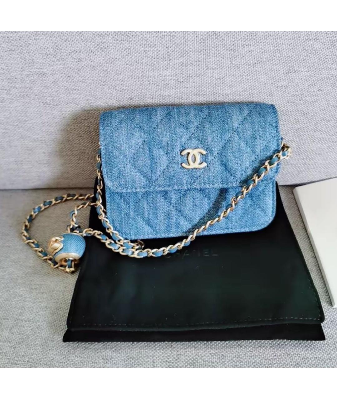 CHANEL Голубая деним сумка через плечо, фото 5