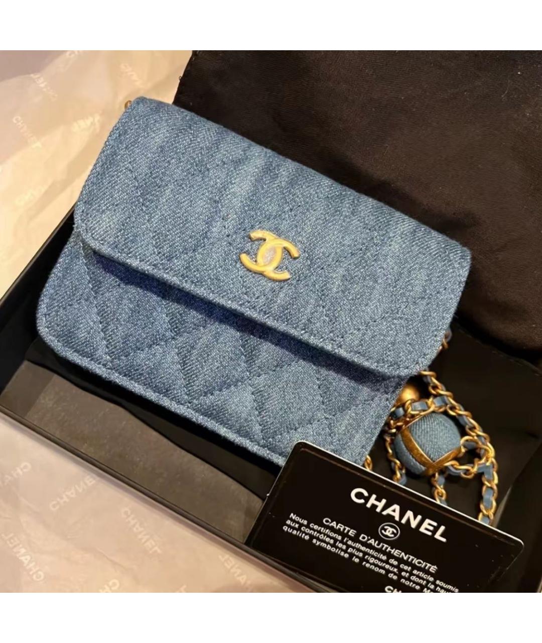 CHANEL Голубая деним сумка через плечо, фото 8