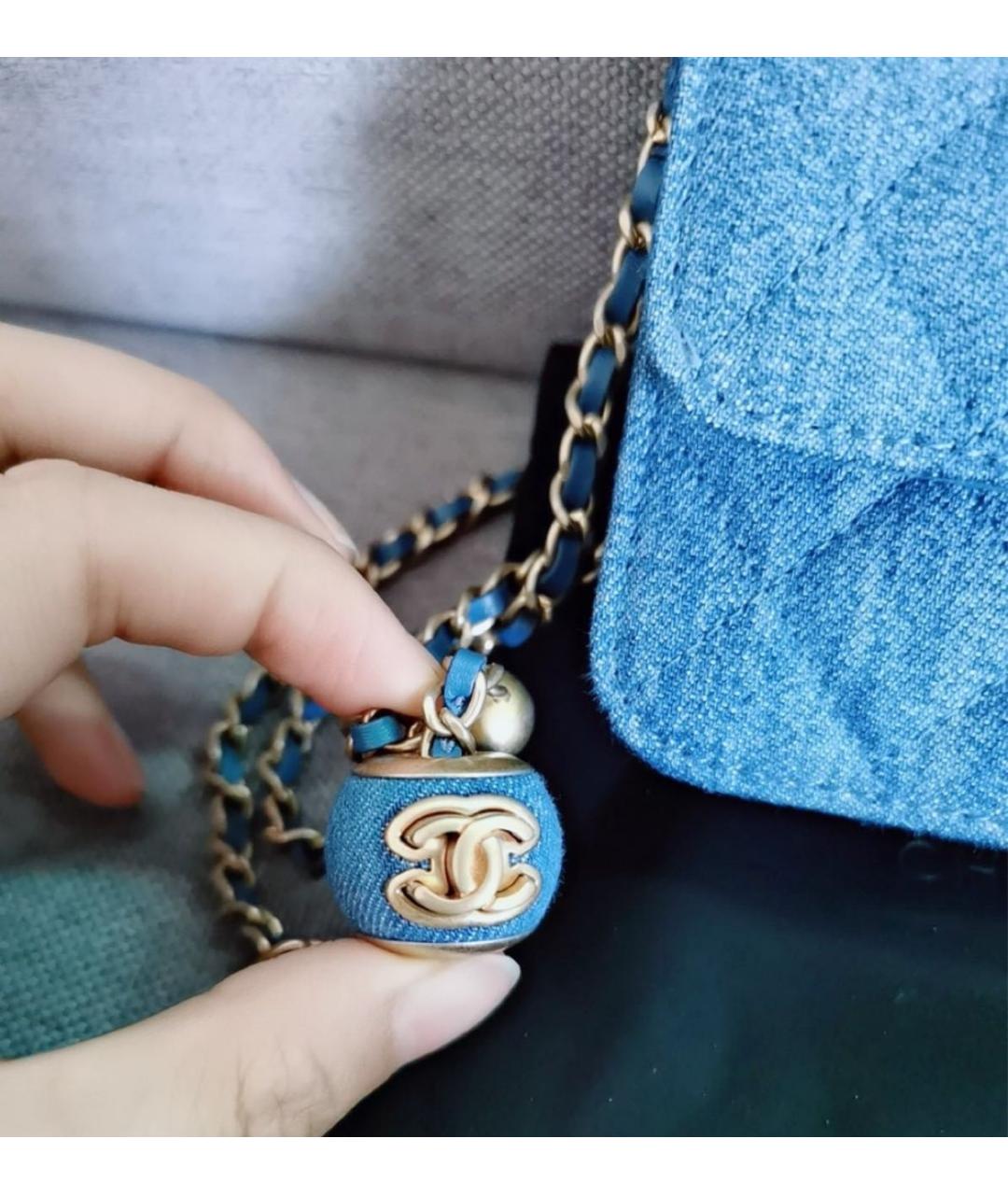 CHANEL Голубая деним сумка через плечо, фото 6