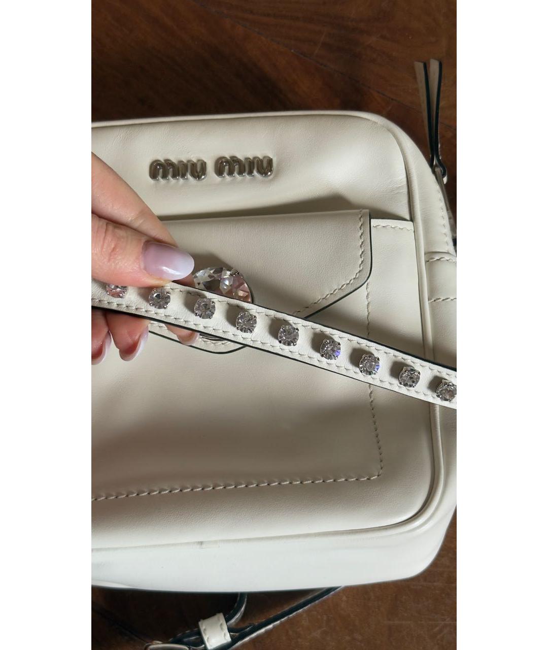 MIU MIU Белая кожаная сумка через плечо, фото 8