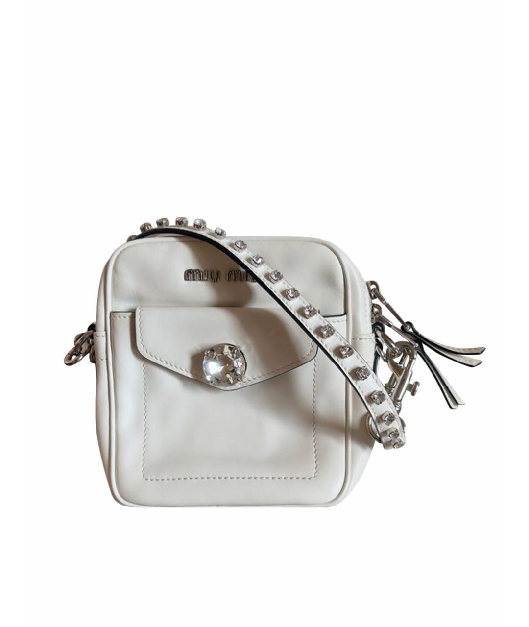 MIU MIU Белая кожаная сумка через плечо, фото 1