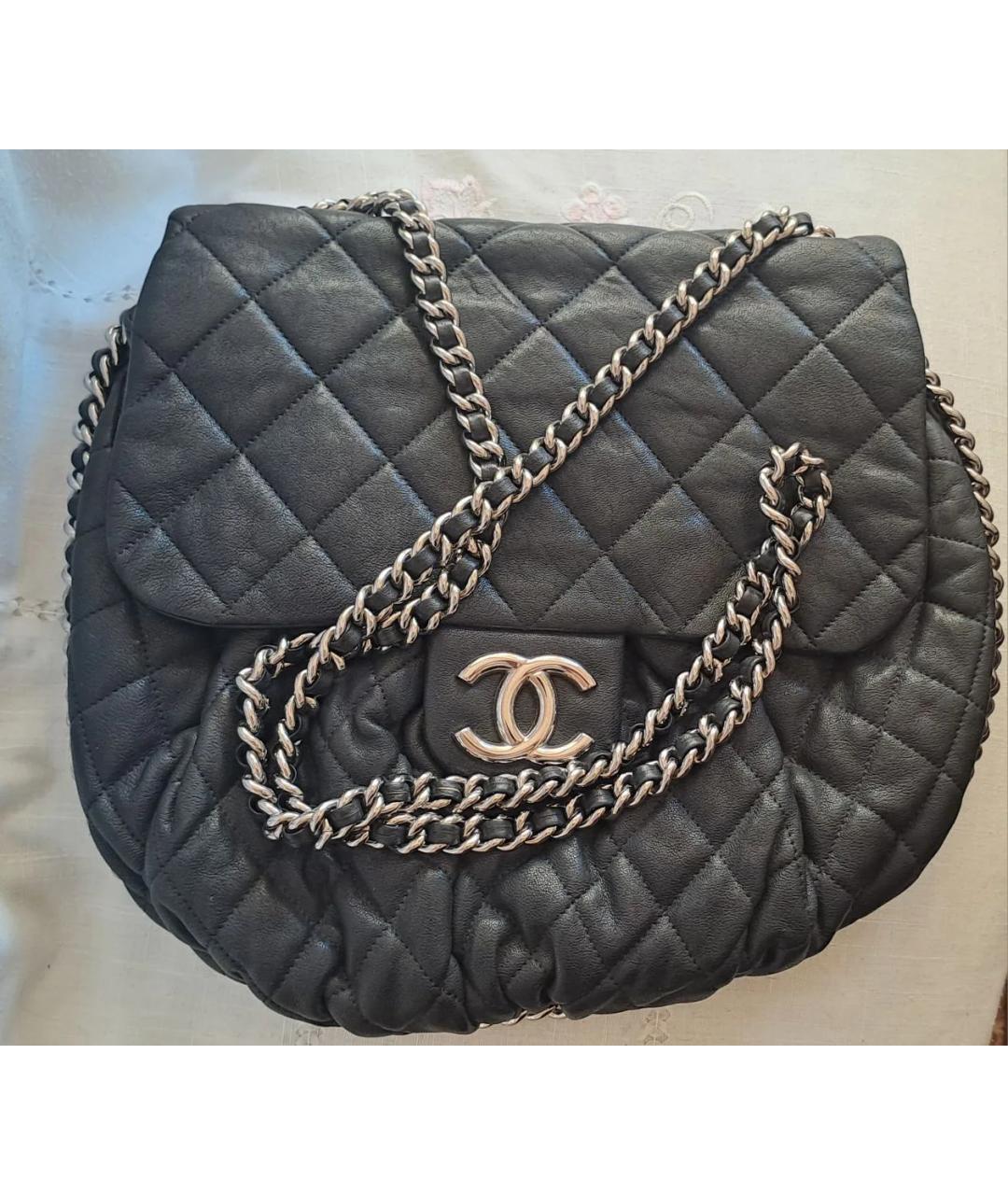 CHANEL Черная кожаная сумка через плечо, фото 10