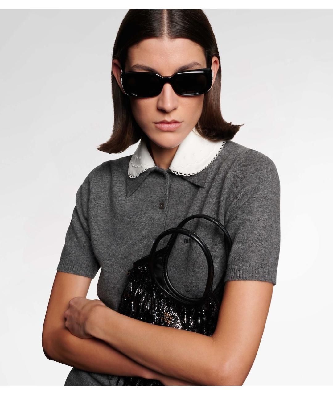 MIU MIU Черные пластиковые солнцезащитные очки, фото 2