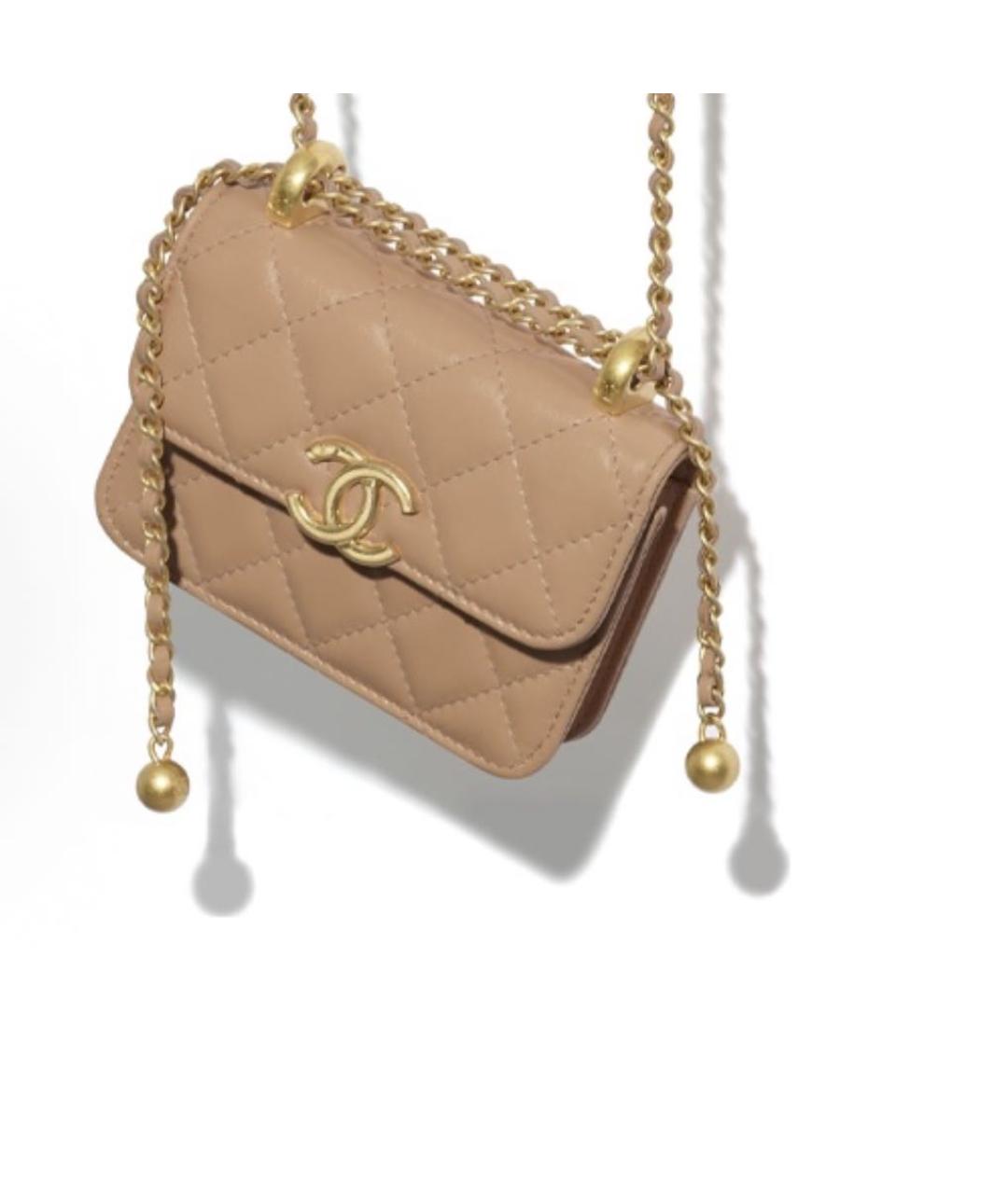 CHANEL Бежевая кожаная сумка через плечо, фото 2