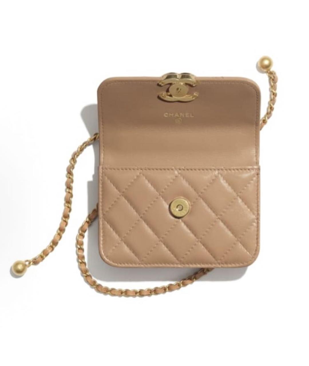 CHANEL Бежевая кожаная сумка через плечо, фото 3