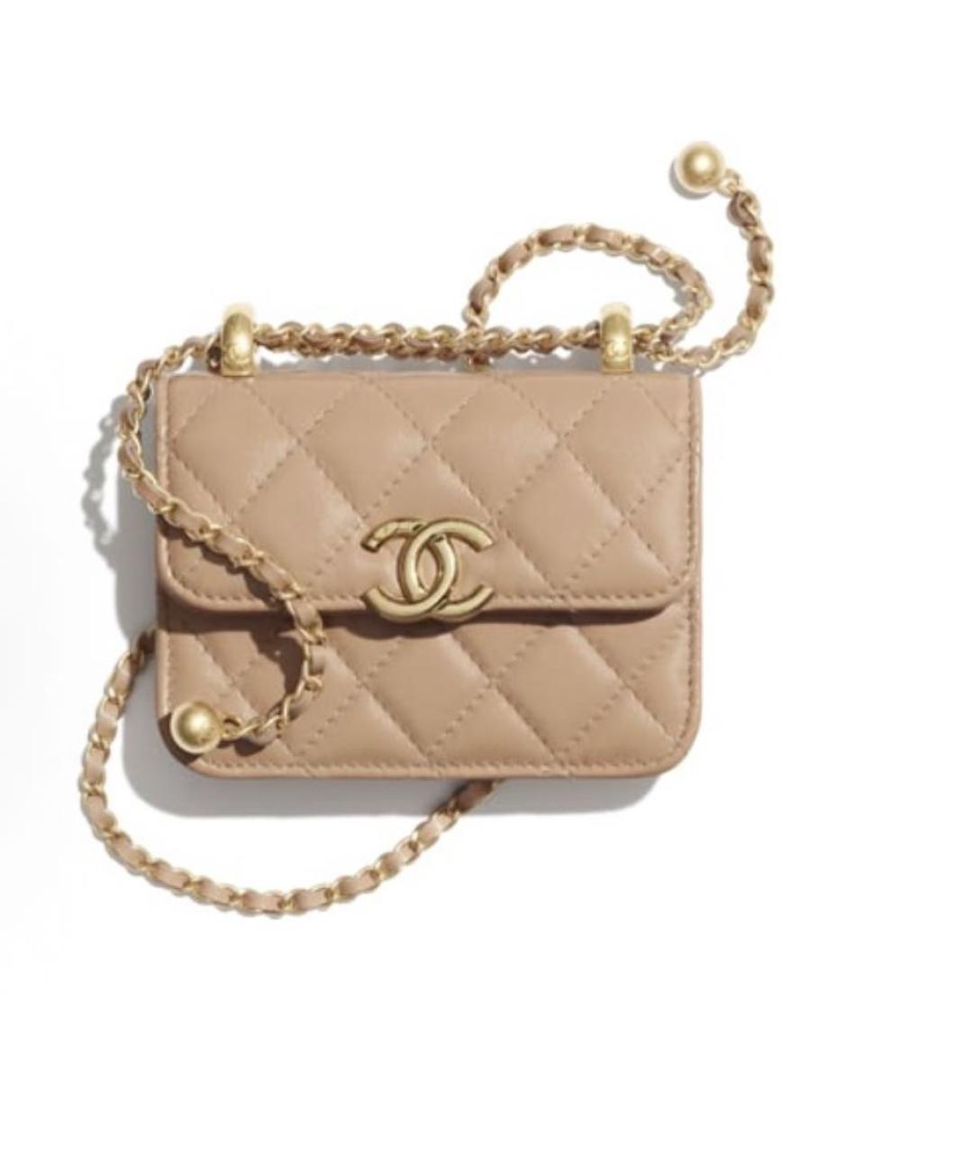 CHANEL Бежевая кожаная сумка через плечо, фото 9