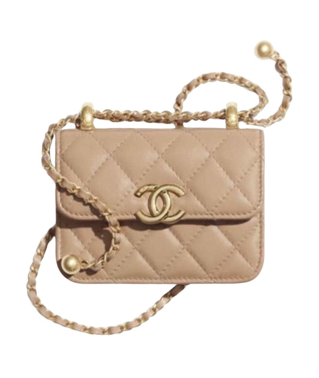 CHANEL Бежевая кожаная сумка через плечо, фото 1