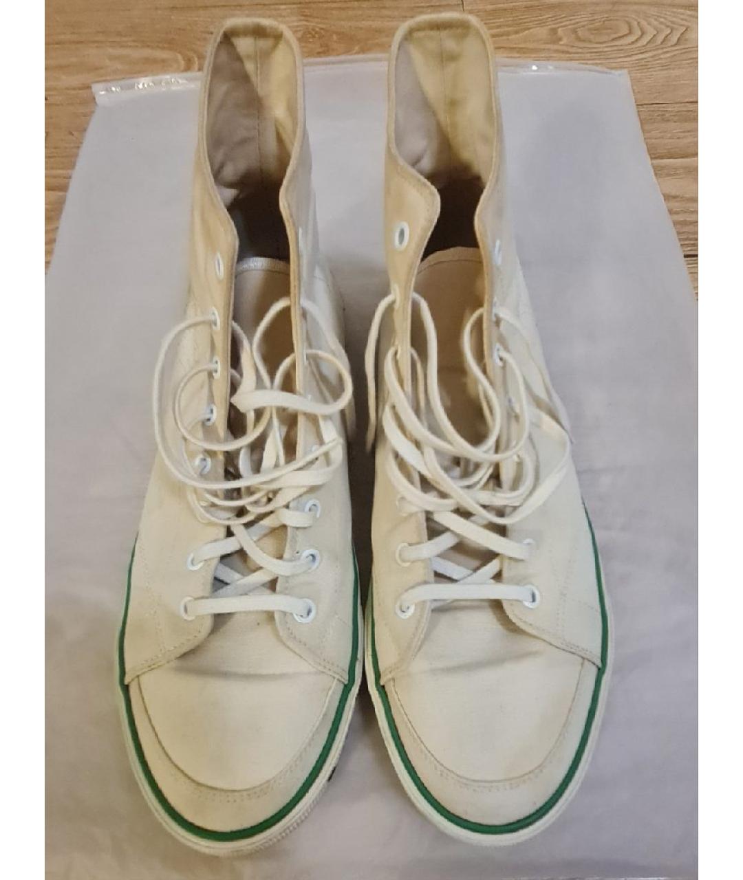 BALENCIAGA Бежевые текстильные высокие кроссовки / кеды, фото 2