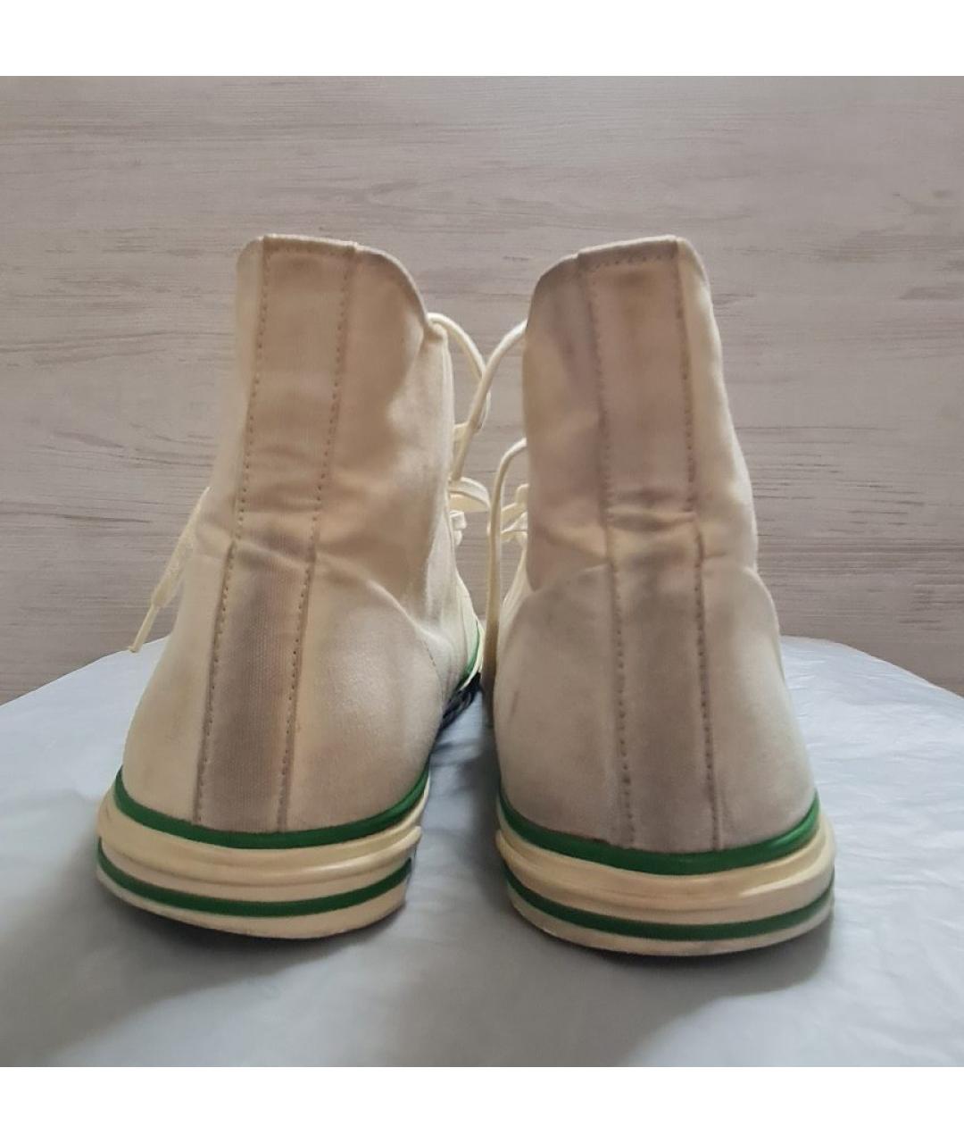 BALENCIAGA Бежевые текстильные высокие кроссовки / кеды, фото 4