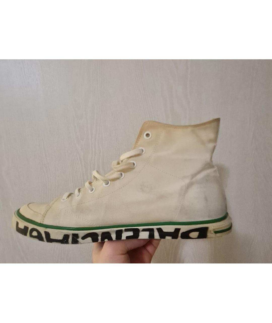 BALENCIAGA Бежевые текстильные высокие кроссовки / кеды, фото 8