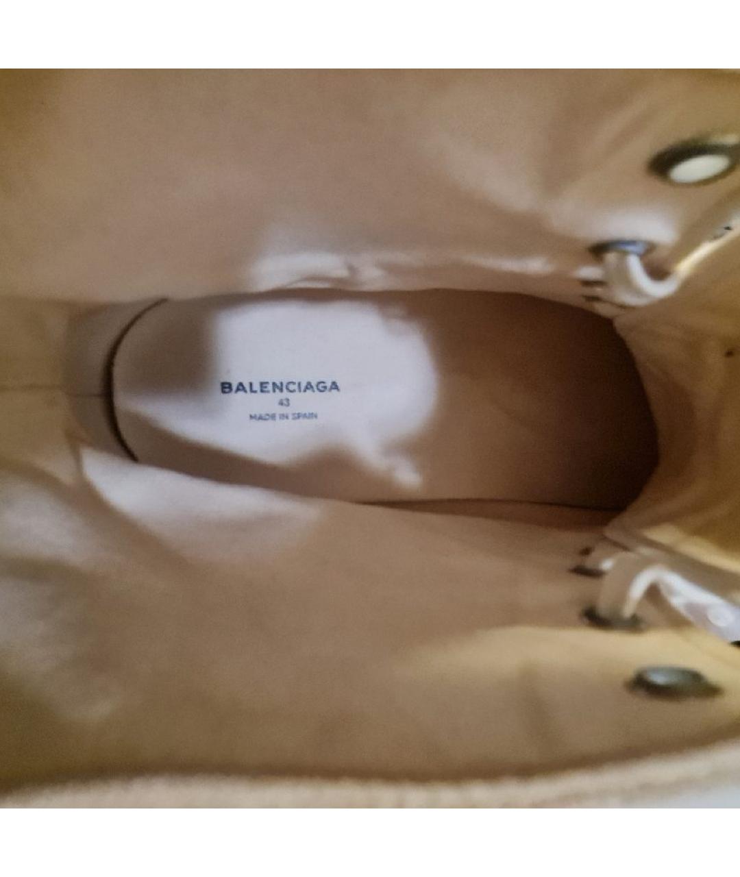 BALENCIAGA Бежевые текстильные высокие кроссовки / кеды, фото 9