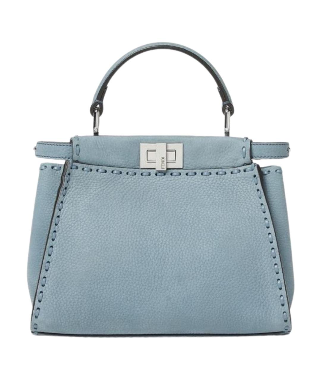FENDI Голубая кожаная сумка тоут, фото 1
