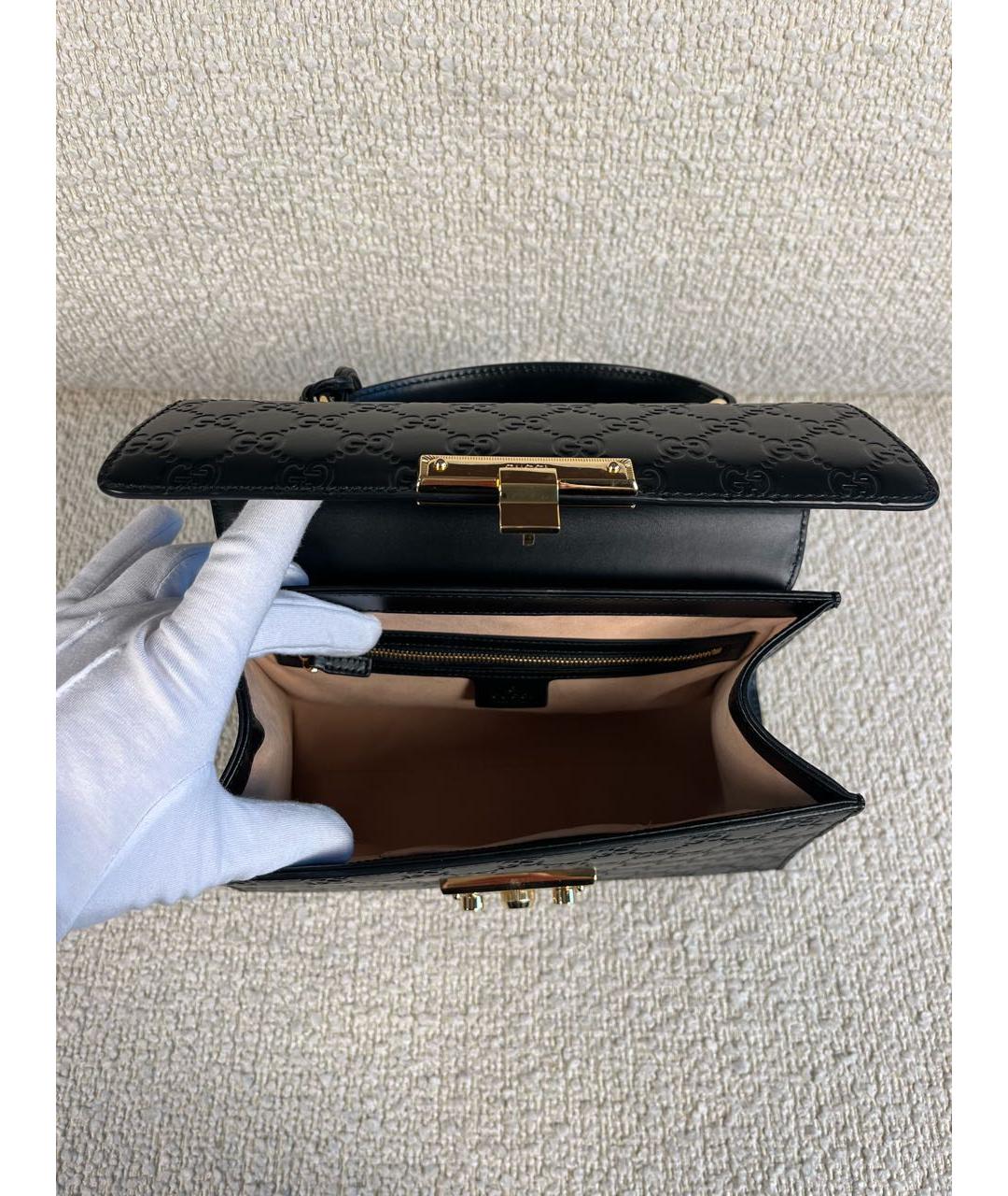 GUCCI Черная кожаная сумка с короткими ручками, фото 4