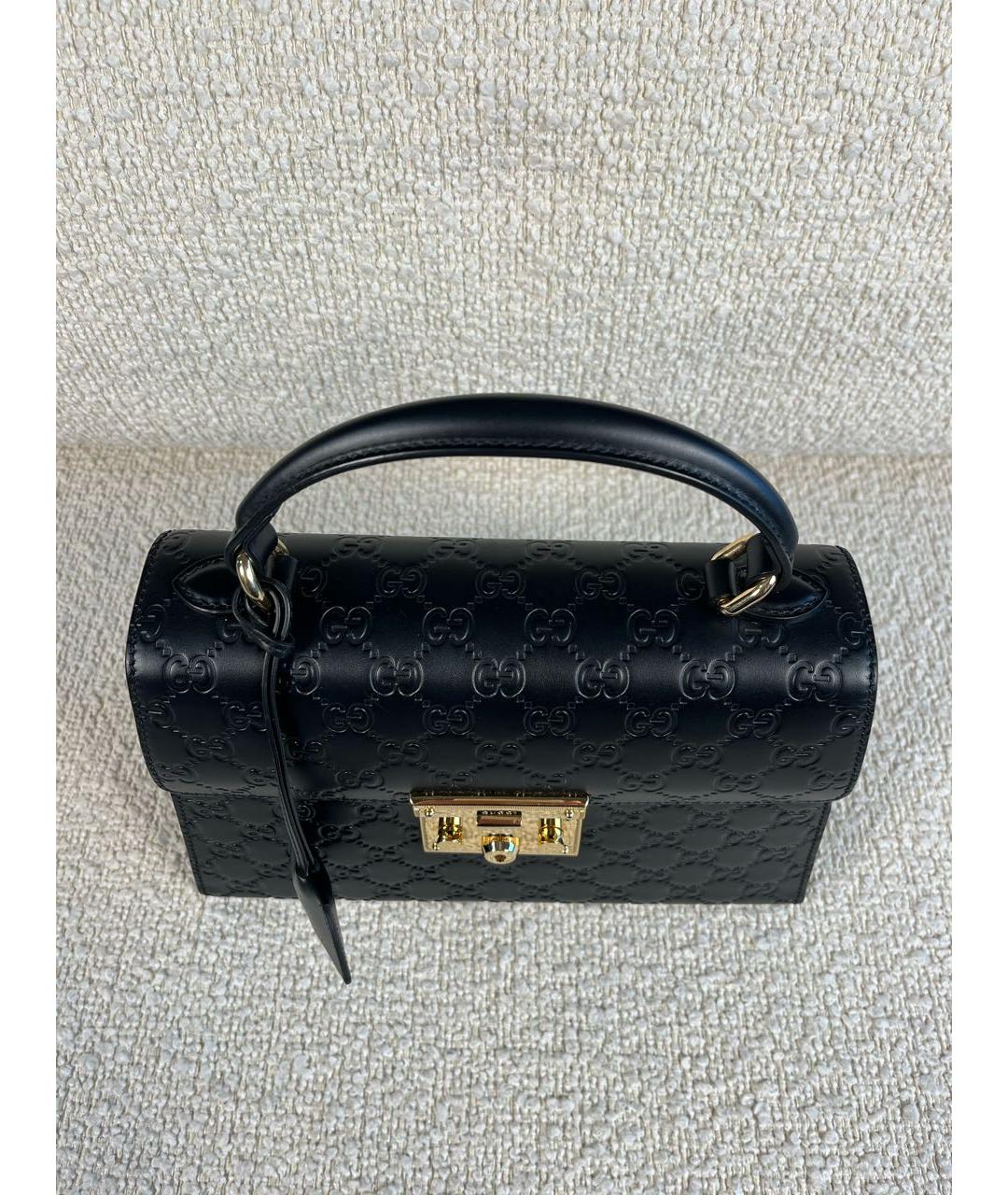 GUCCI Черная кожаная сумка с короткими ручками, фото 7