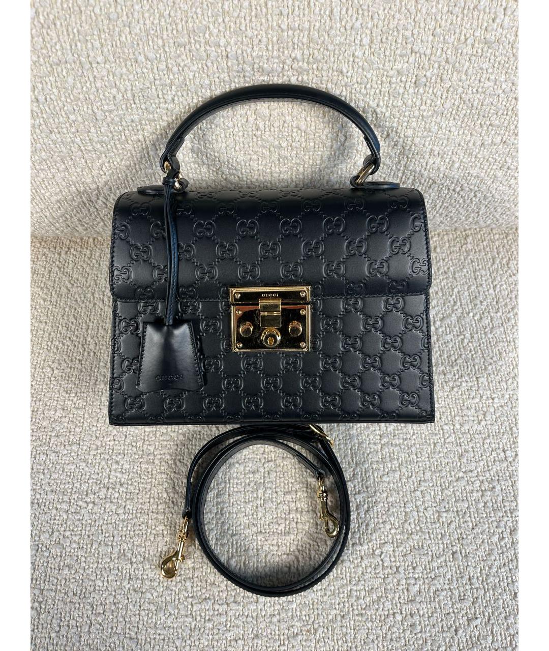 GUCCI Черная кожаная сумка с короткими ручками, фото 5