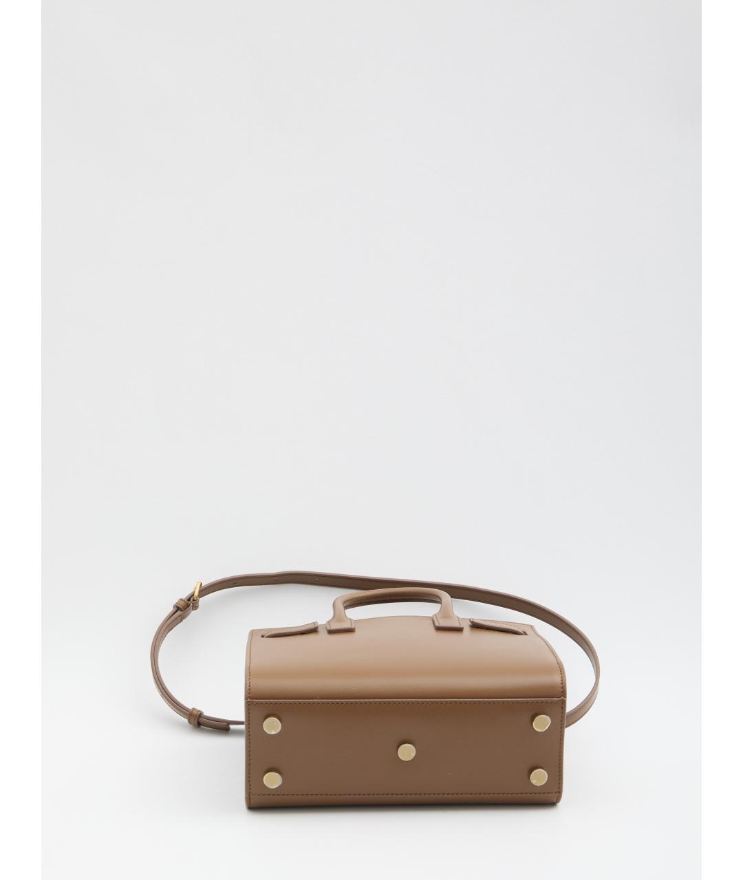 SAINT LAURENT Коричневая кожаная сумка тоут, фото 3