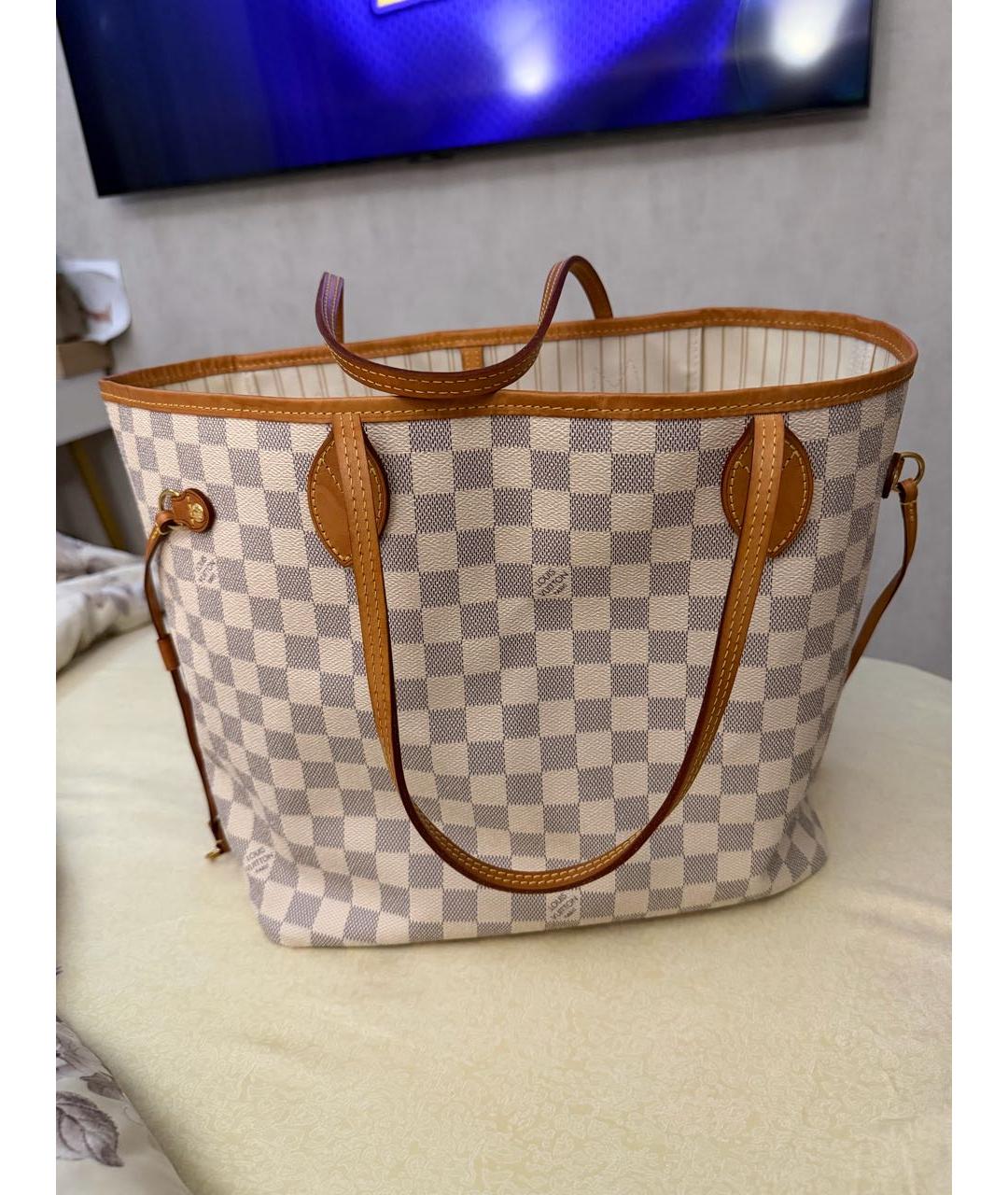 LOUIS VUITTON Бежевая кожаная сумка тоут, фото 3