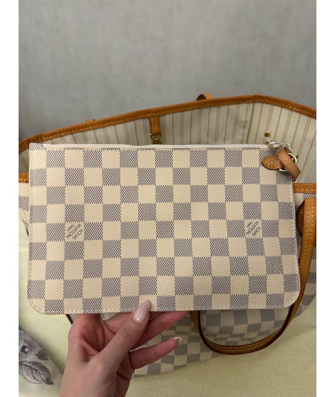 LOUIS VUITTON Бежевая кожаная сумка тоут, фото 5