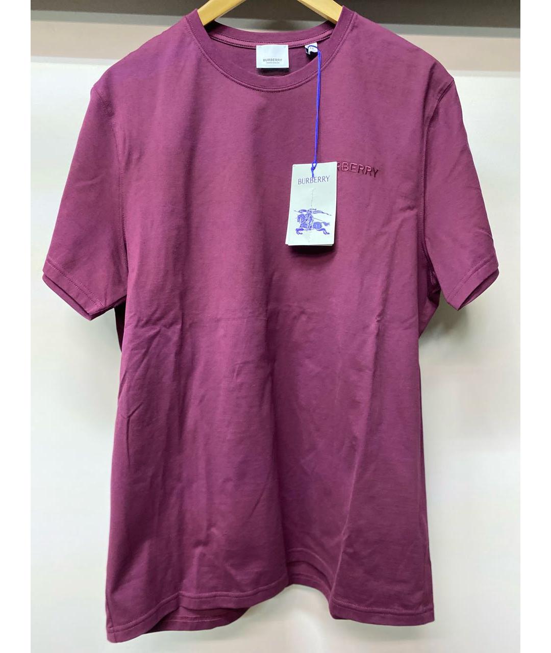 BURBERRY Бордовая хлопковая футболка, фото 7