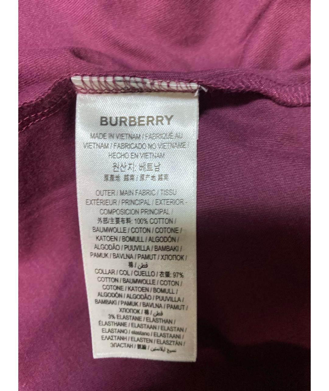 BURBERRY Бордовая хлопковая футболка, фото 5