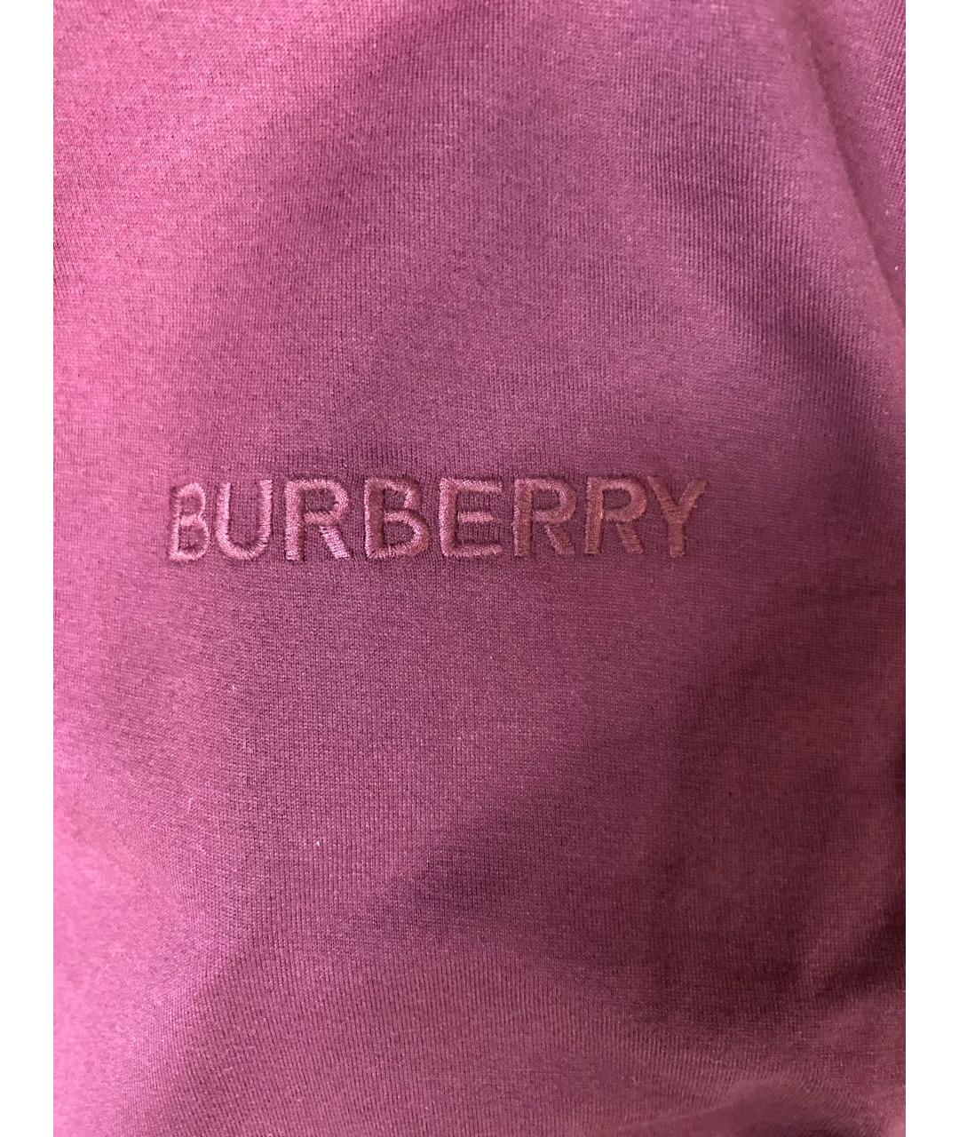 BURBERRY Бордовая хлопковая футболка, фото 4