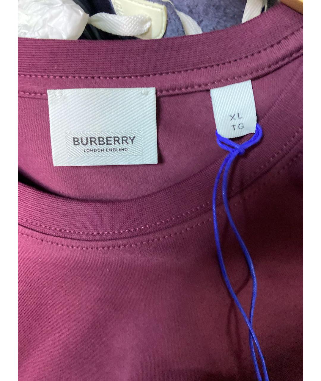 BURBERRY Бордовая хлопковая футболка, фото 3