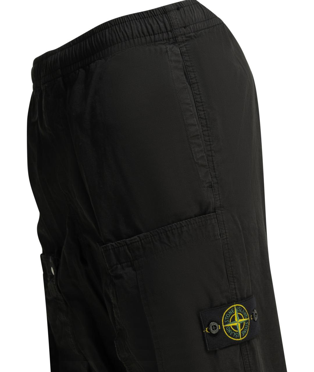 STONE ISLAND Черные хлопковые повседневные брюки, фото 4