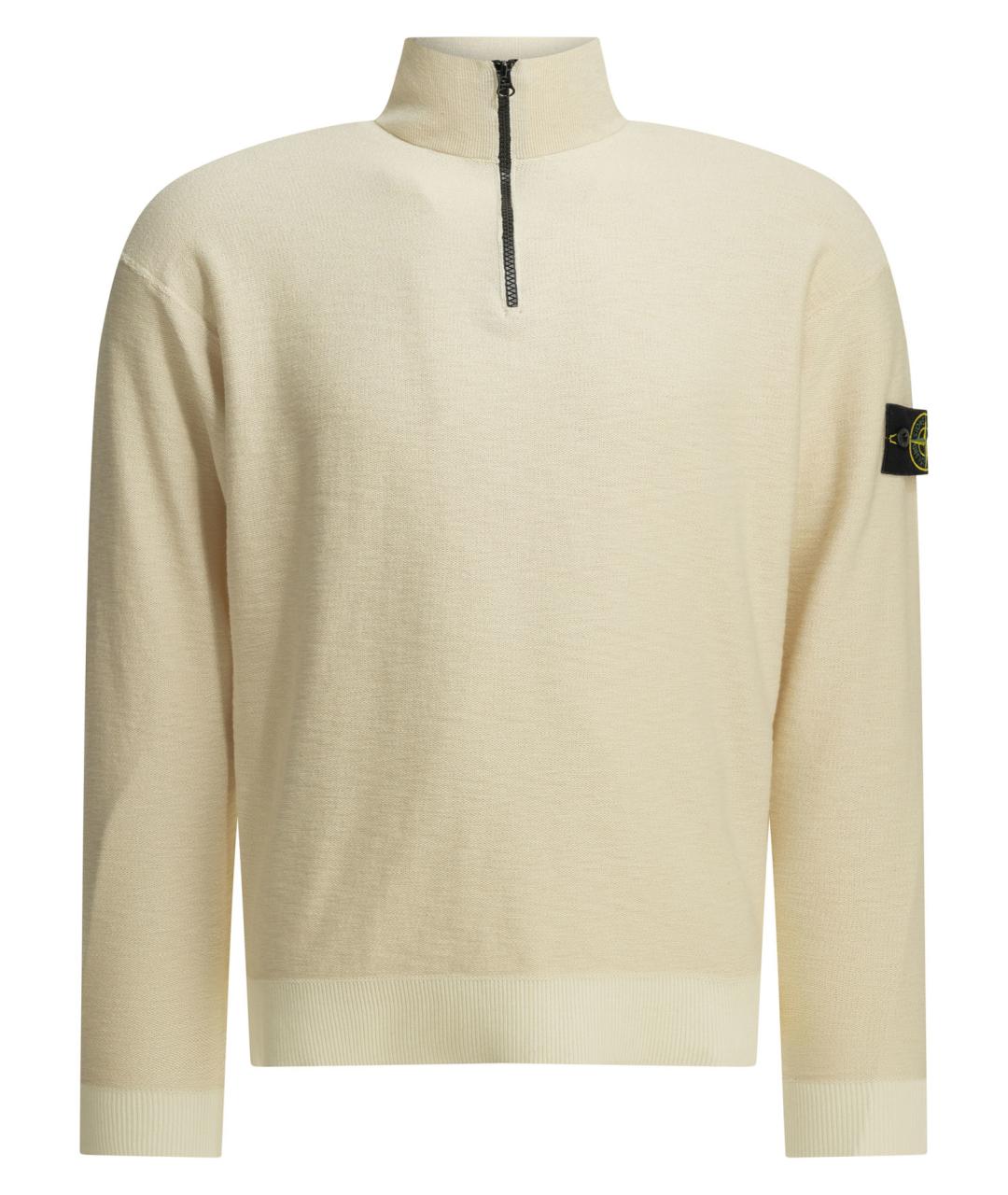 STONE ISLAND Бежевый хлопковый джемпер / свитер, фото 1