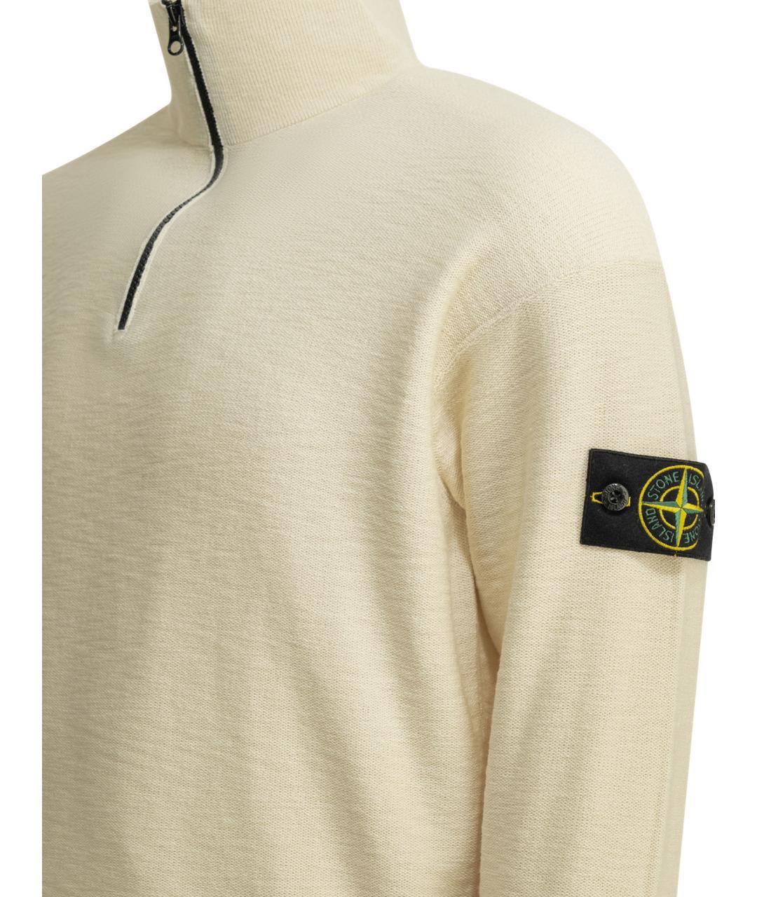 STONE ISLAND Бежевый хлопковый джемпер / свитер, фото 4