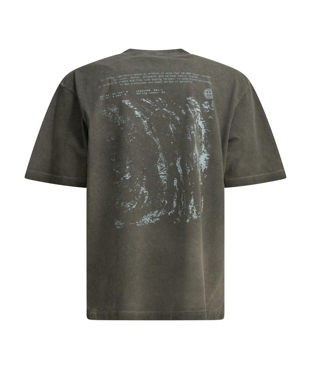 STONE ISLAND Серая хлопковая футболка, фото 2