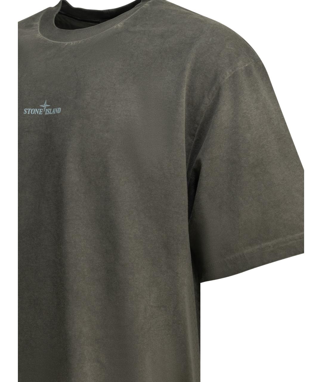 STONE ISLAND Серая хлопковая футболка, фото 4