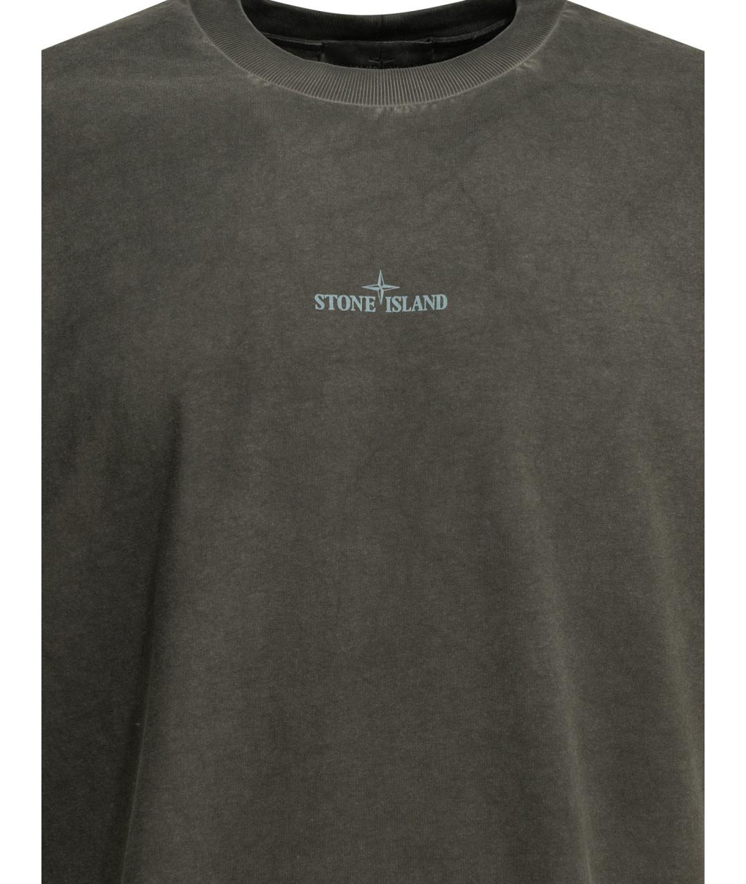 STONE ISLAND Серая хлопковая футболка, фото 3