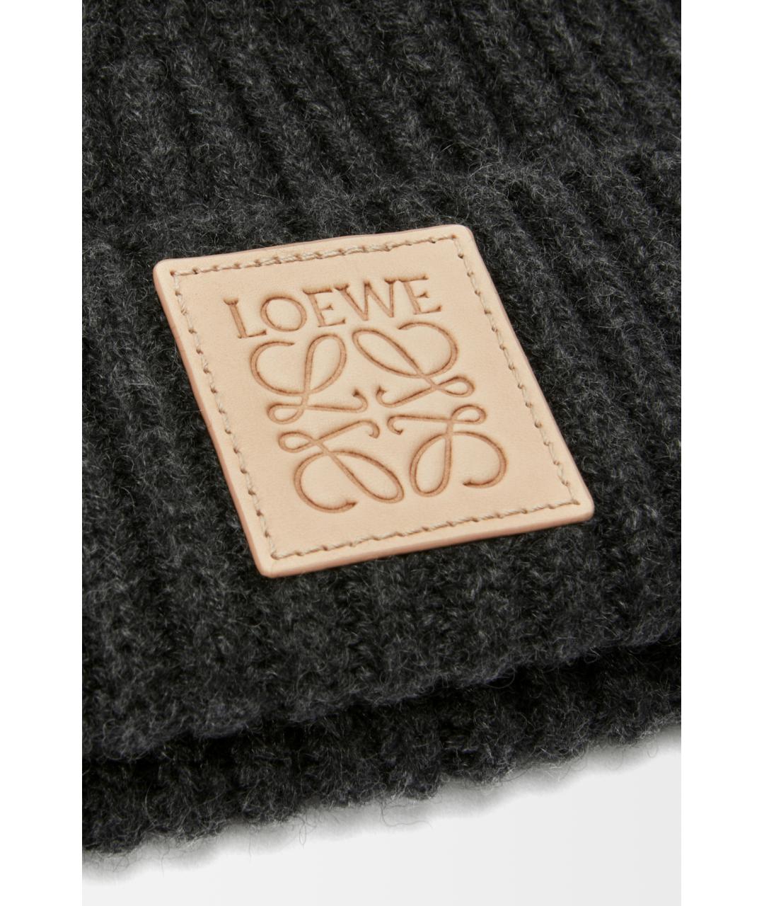 LOEWE Черная кашемировая шапка, фото 3