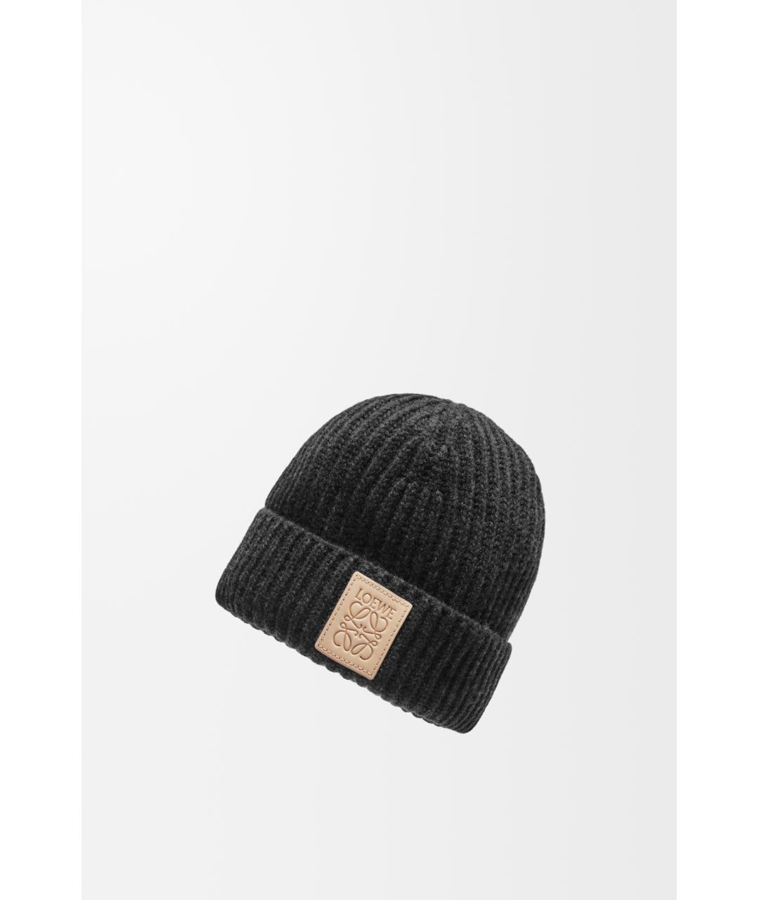 LOEWE Черная кашемировая шапка, фото 4