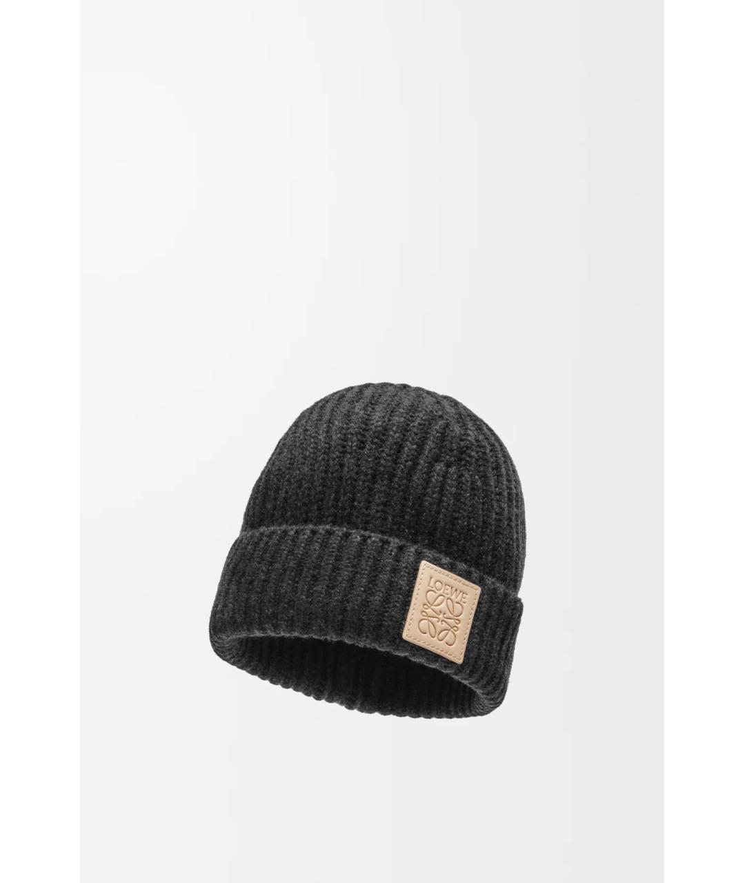 LOEWE Черная кашемировая шапка, фото 2