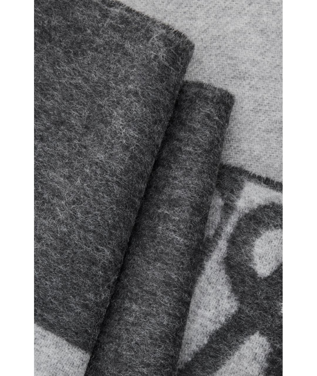 LOEWE Серый шерстяной шарф, фото 2