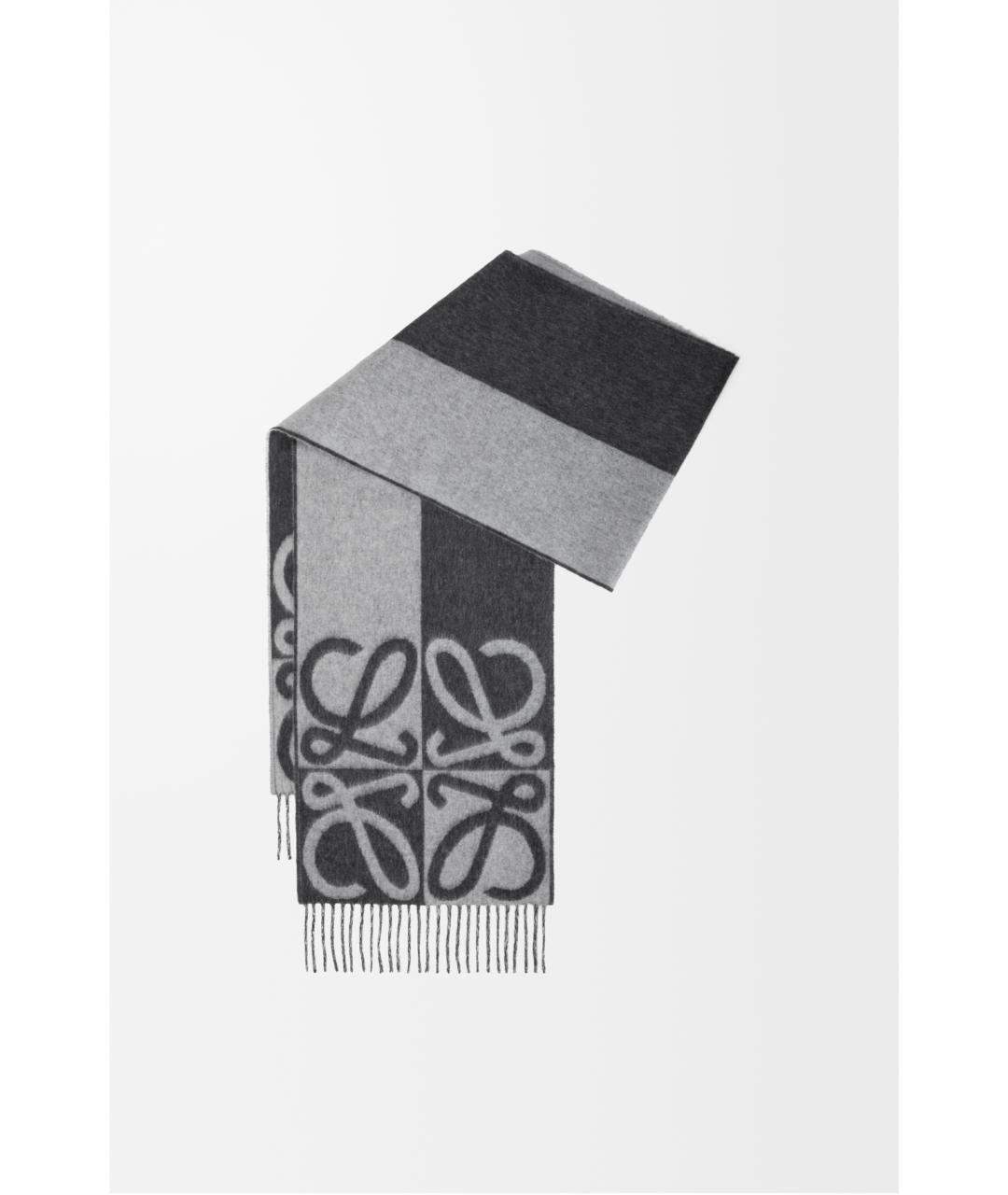LOEWE Серый шерстяной шарф, фото 1