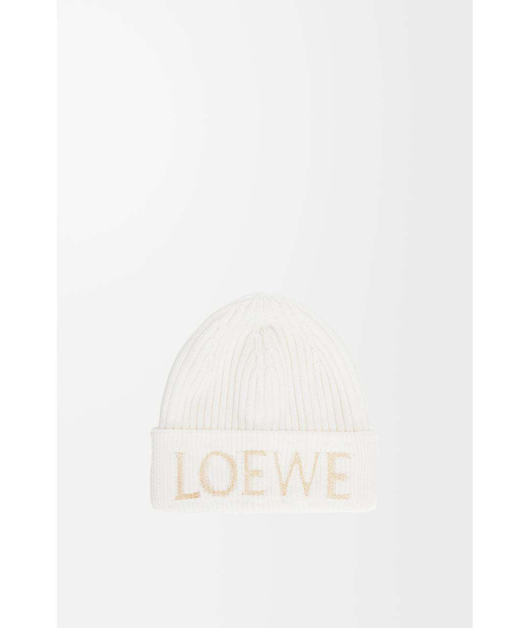 LOEWE Белая шерстяная шапка, фото 1