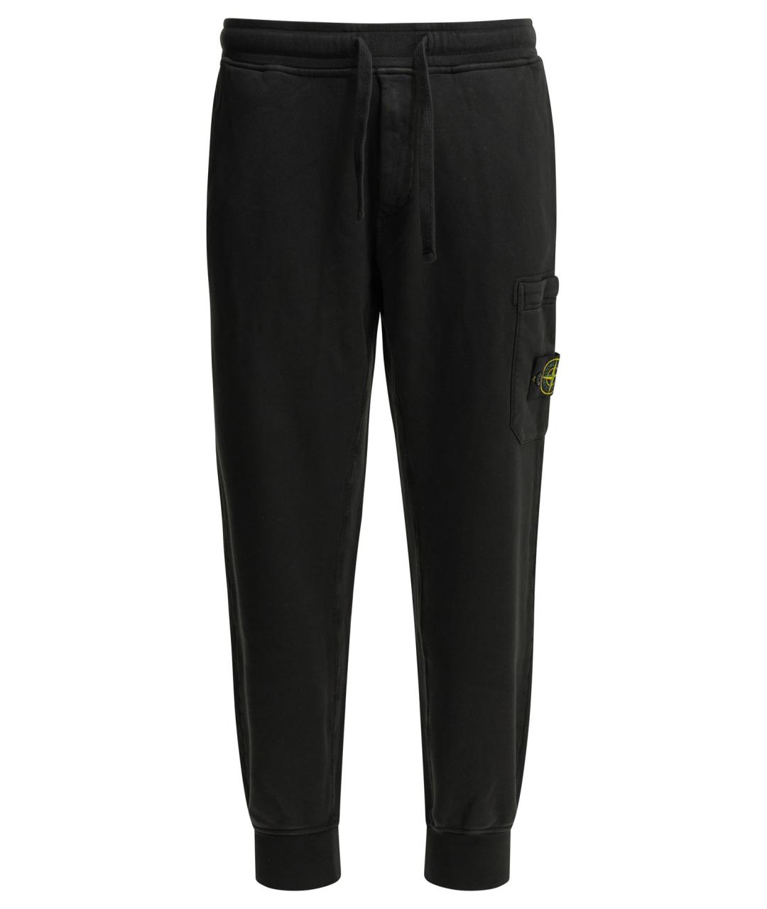 STONE ISLAND Черные хлопковые повседневные брюки, фото 1